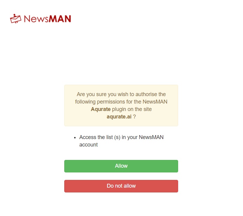authorize newsman data fetch to aqurate