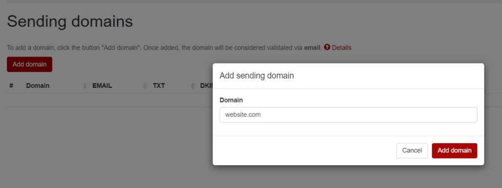 email campaign sending domain validation