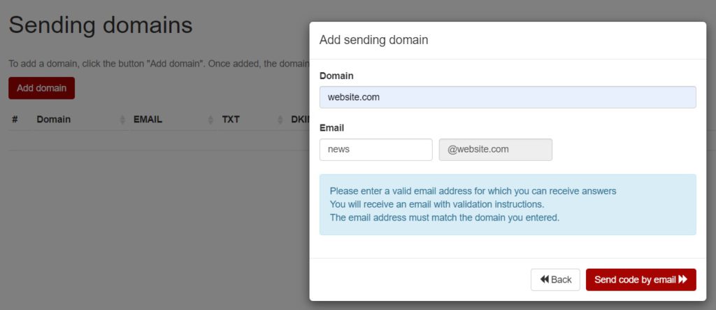 email validation for sending newsletter domain